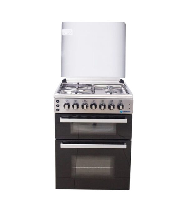 0x60cm Standing Cooker, 3 Gas 1 Elect Burners, High Grade S/Steel Top & Panel, Inox Body, Wide Finger Pot Stand, Oven & Grill, Oven Light, Electric Ignite, Chicken Rotisserie